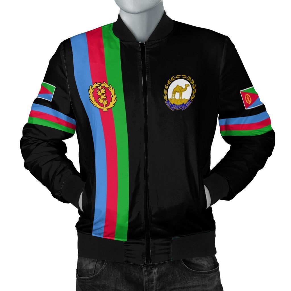 Eritrea Bomber Jacket Striped Black LT13 - Wonder Print Shop