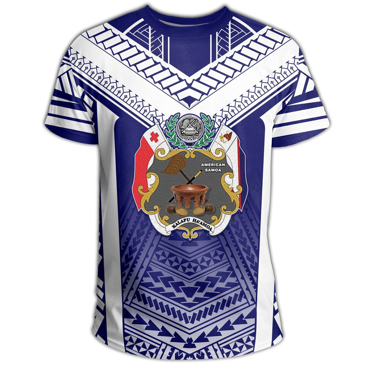 KALAPU HAAMOA American Samoa Coat Of Arms Polynesian T Shirt Active Blue LT13 - Wonder Print Shop