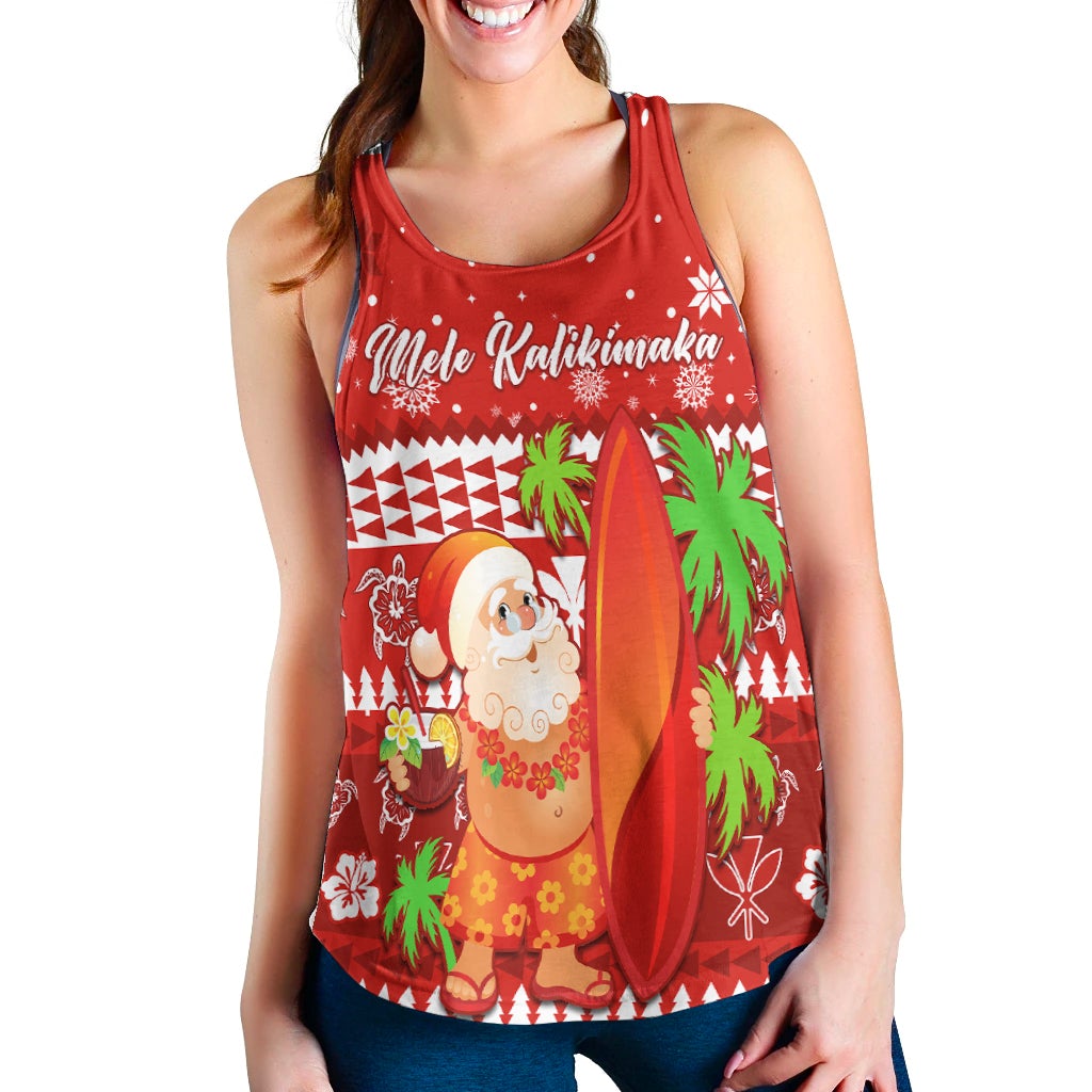 Mele Kalikimaka Women Racerback Tank Santa Claus Hawaii Christmas LT13 - Wonder Print Shop