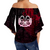 Marquesan Butterfly Polynesian Black Version Off Shoulder Waist Wrap Top - LT12