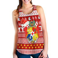 Tonga Kilisimasi Fiefia Women Racerback Tank Merry Christmas with Tongan Pattern LT13 - Wonder Print Shop