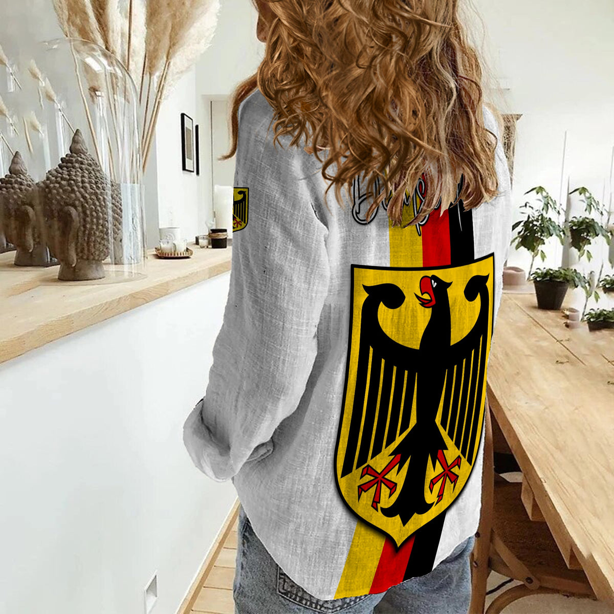 Germany Women Casual Shirt Grunge Deutschland Map and Coat Of Arms LT13 - Wonder Print Shop