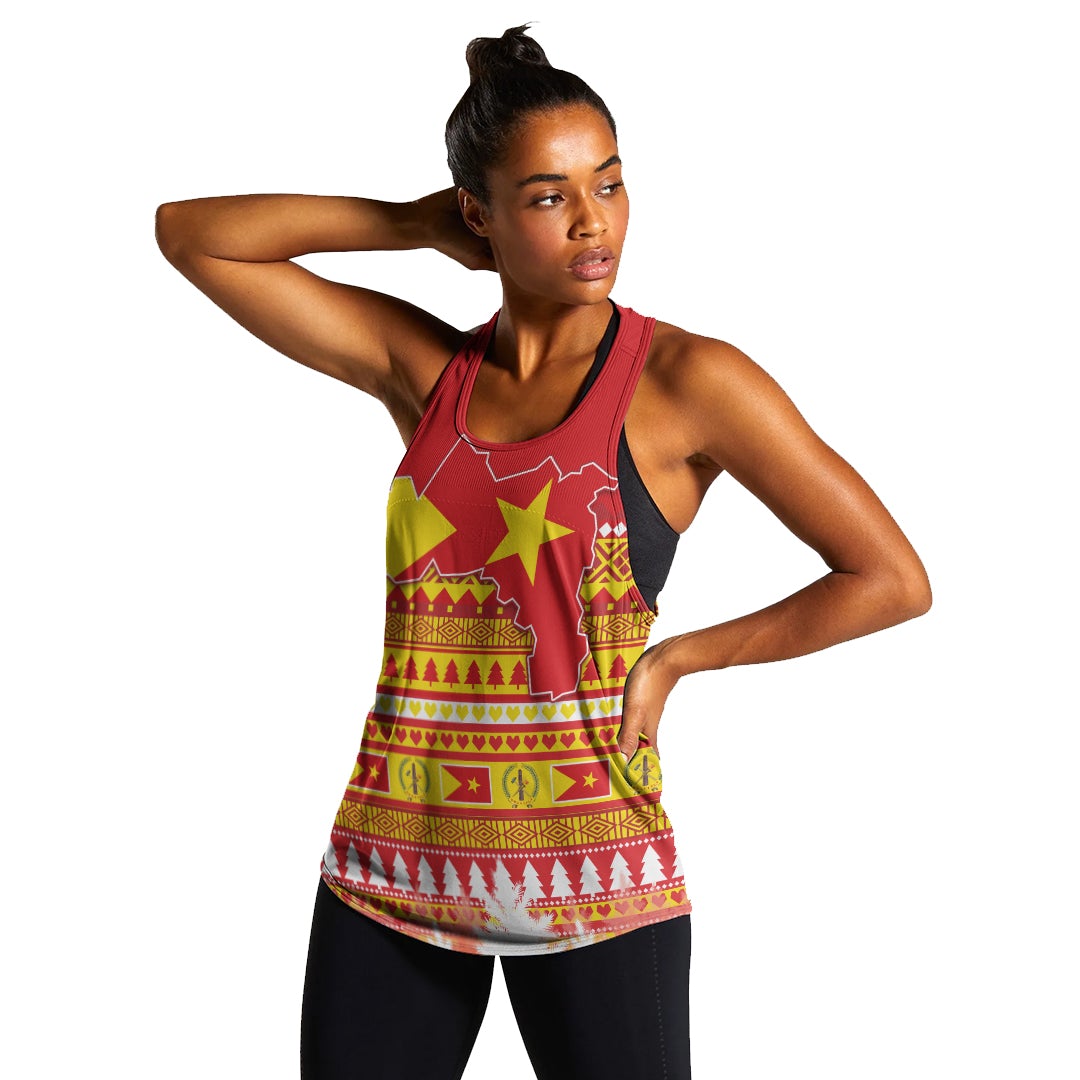 Tigray Women Racerback Tank Merry Christmas Mix African Pattern LT13 - Wonder Print Shop