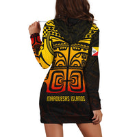 (Custom Personalised) Marquesas Islands Tiki Hoodie Dress Gradient Marquesan Tattoo LT13 - Wonder Print Shop
