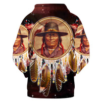 Native American Chief Dream Catcher Red Galaxy 3D Hoodie LT10 - Wonder Print Shop