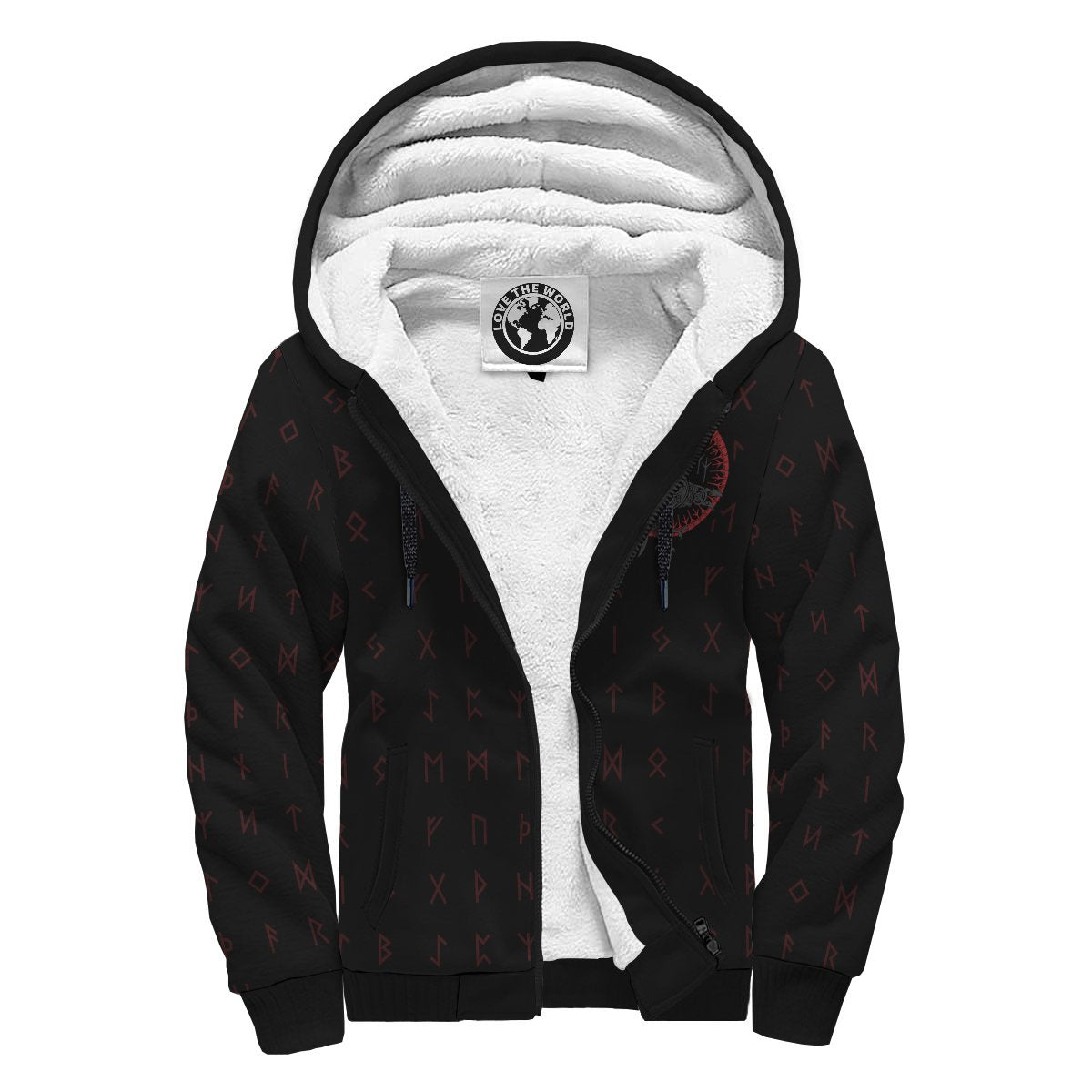 Viking Odin's Raven Old Runes Style Sherpa Hoodie RLT12 - Wonder Print Shop