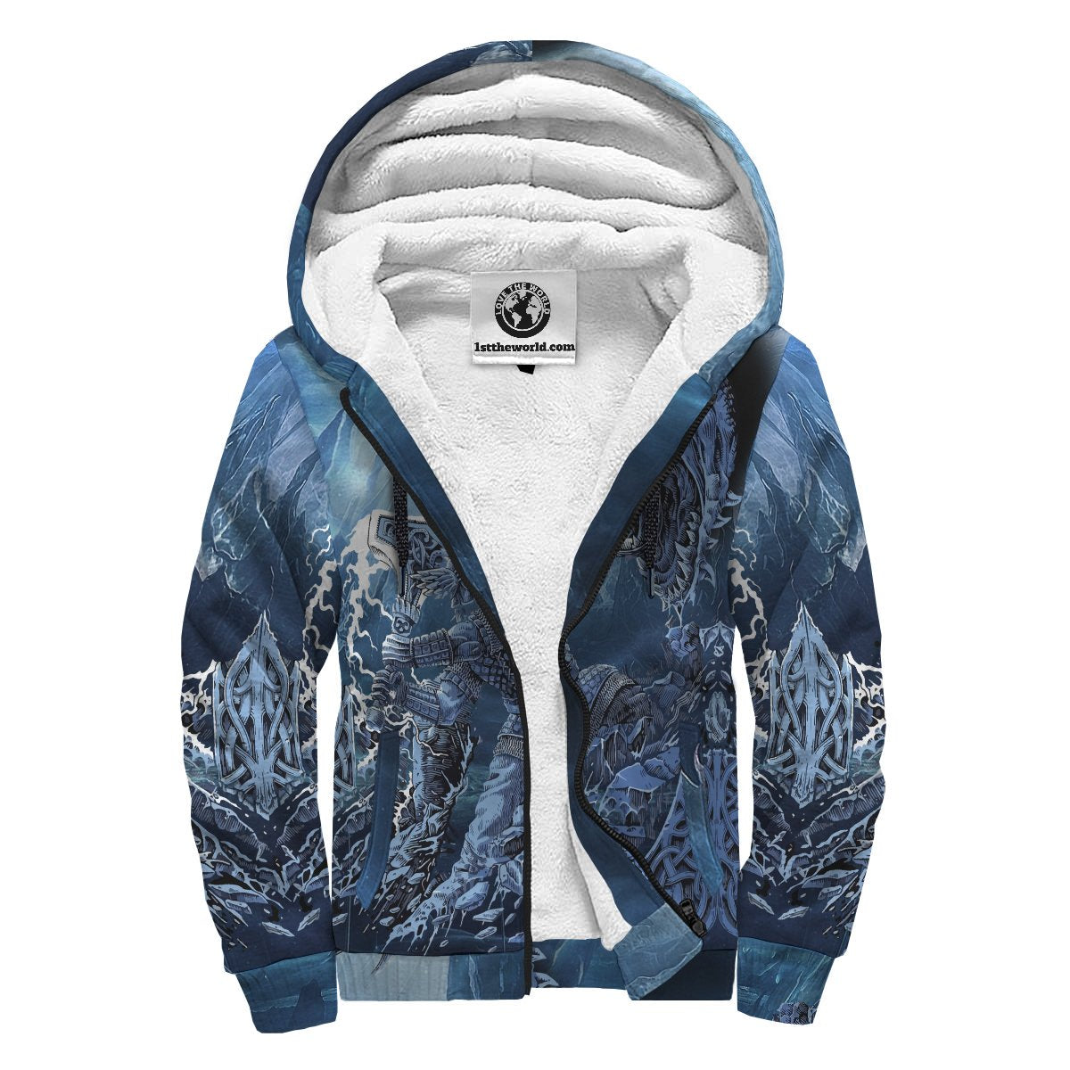 Viking Thor Vs Midgard Serpent Sherpa Hoodie RLT12 - Wonder Print Shop