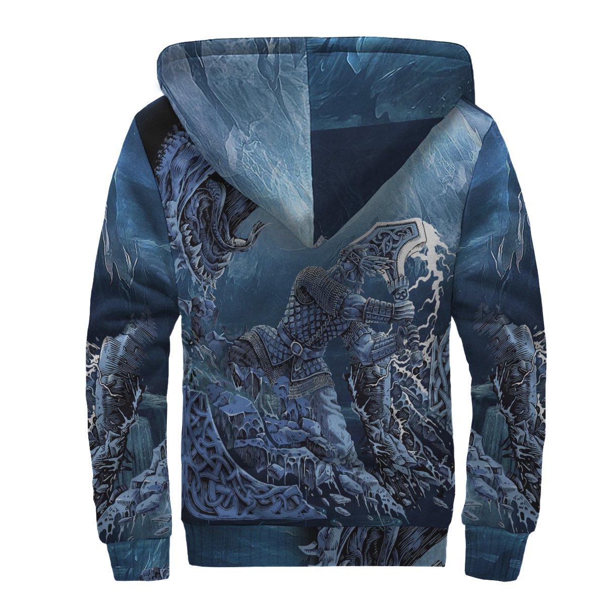 Viking Thor Vs Midgard Serpent Sherpa Hoodie RLT12 - Wonder Print Shop