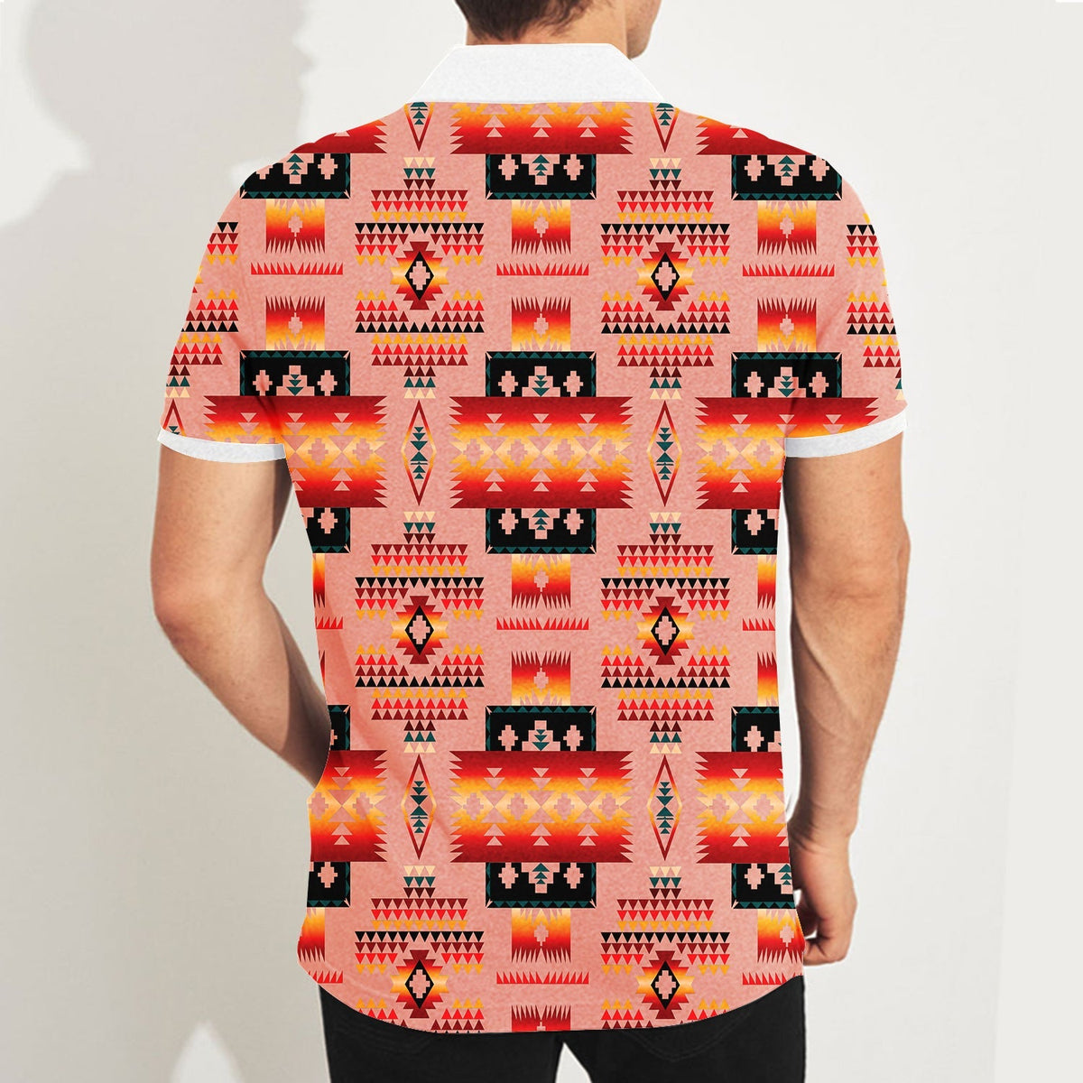 Tan Tribe Pattern Native American Polo T Shirt 3D LT10 - Wonder Print Shop