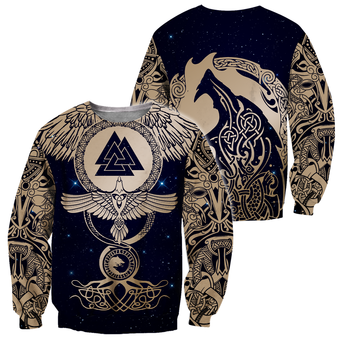 Viking Clothing Viking Wolf and Ravens Sweatshirt RLT12 - Wonder Print Shop