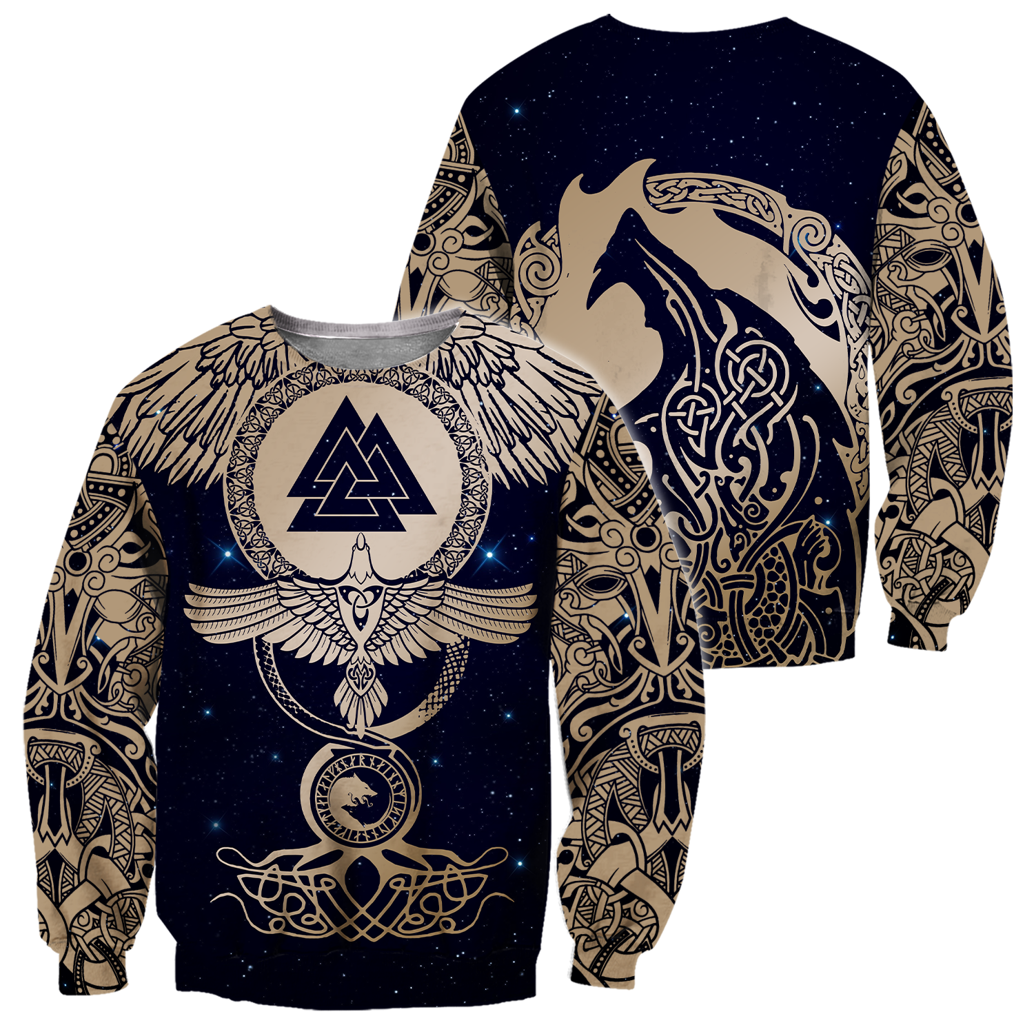 Viking Clothing Viking Wolf and Ravens Sweatshirt RLT12 - Wonder Print Shop