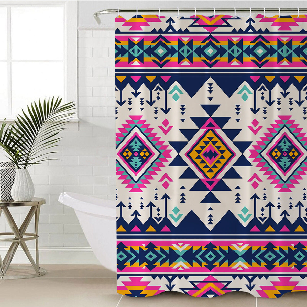 pink-pattern-native-american-shower-curtain