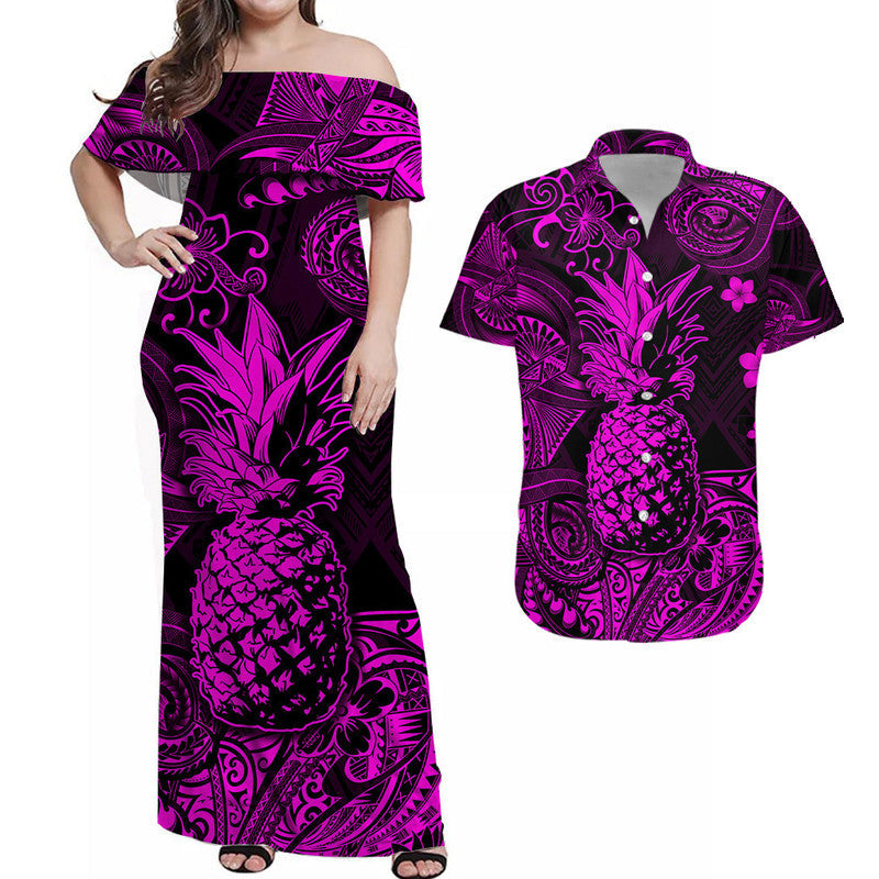 Hawaii Pineapple Polynesian Matching Hawaiian Outfits For Couples Unique Style - Pink LT8 - Wonder Print Shop