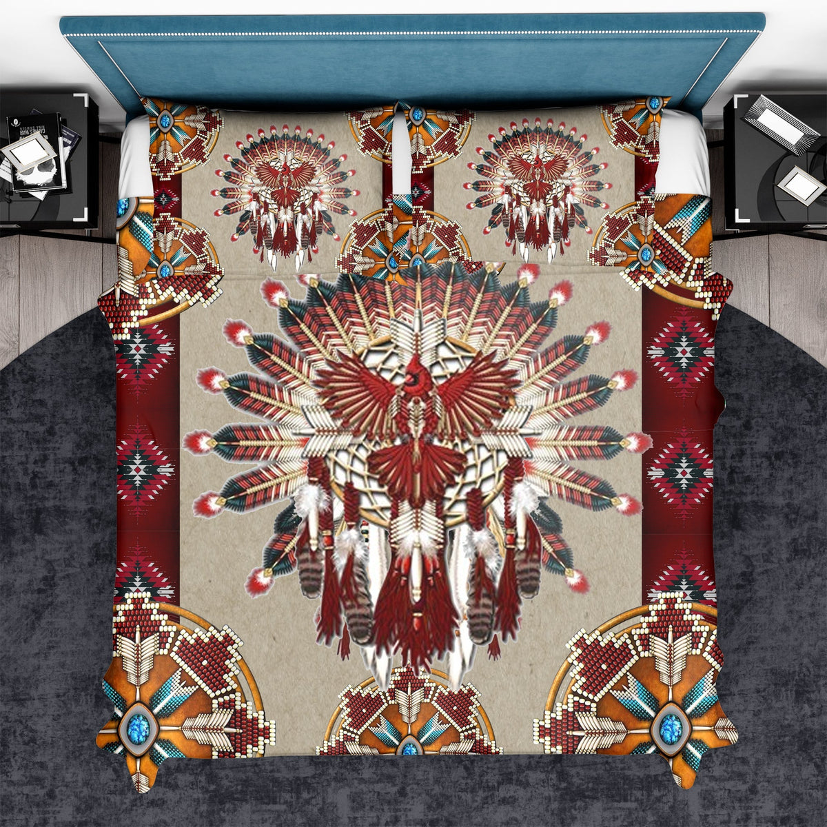 Native American Red Thunderbird Mandala Bedding Set LT10 - Wonder Print Shop