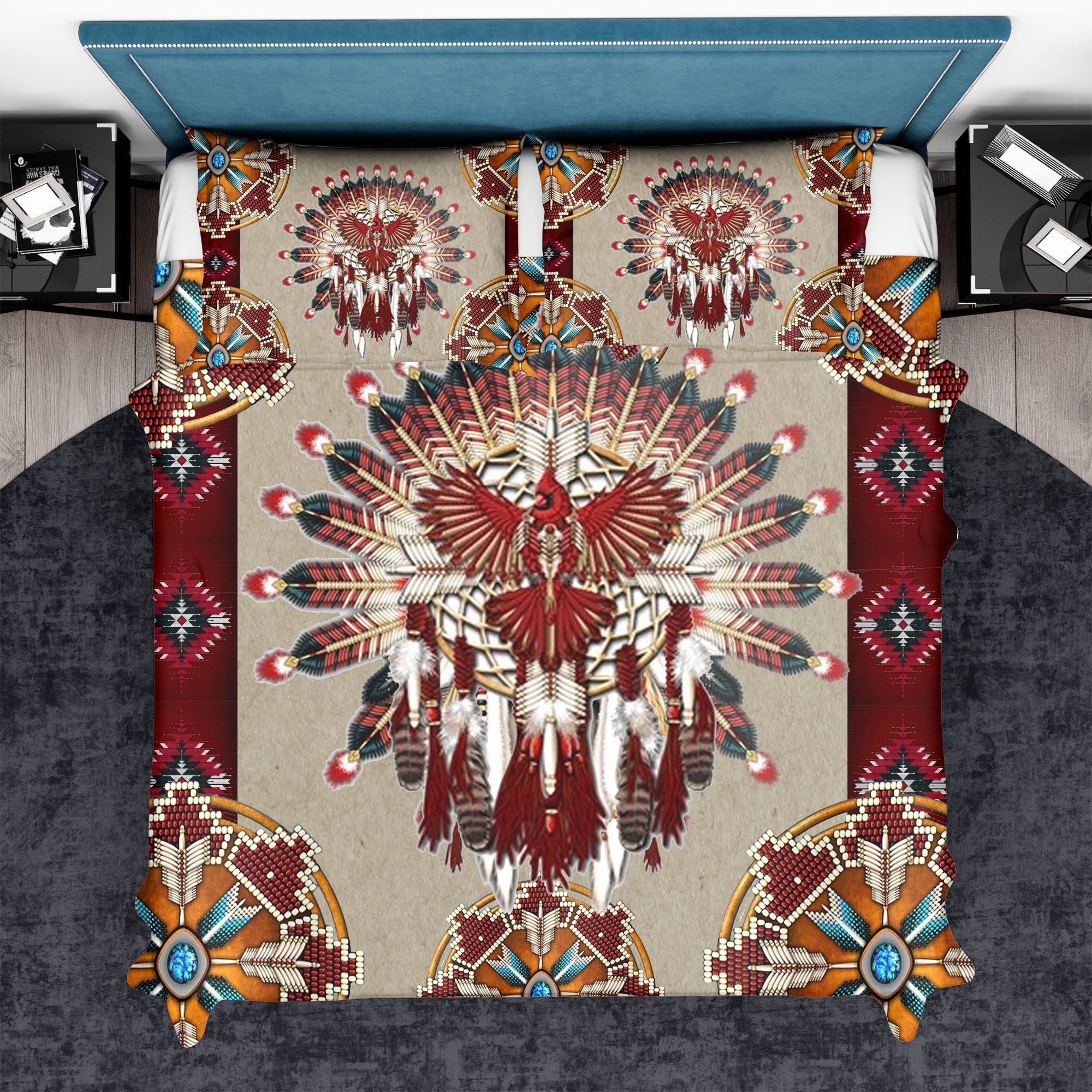 Native American Red Thunderbird Mandala Bedding Set LT10 - Wonder Print Shop