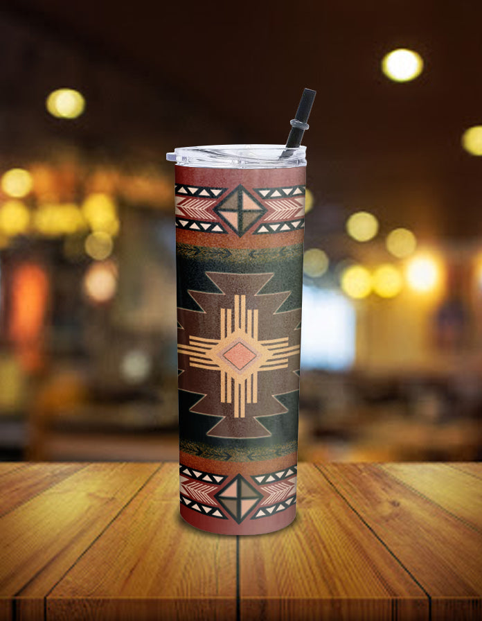 Brown Geometric Native American Skinny Tumbler LT10 - Wonder Print Shop