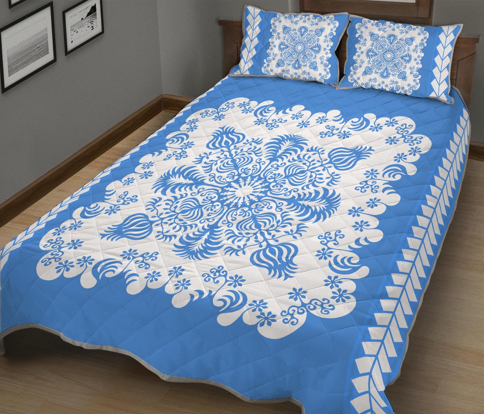 Hawaii Quilt Bed Set Pattern Version Special Blue LT13 - Wonder Print Shop
