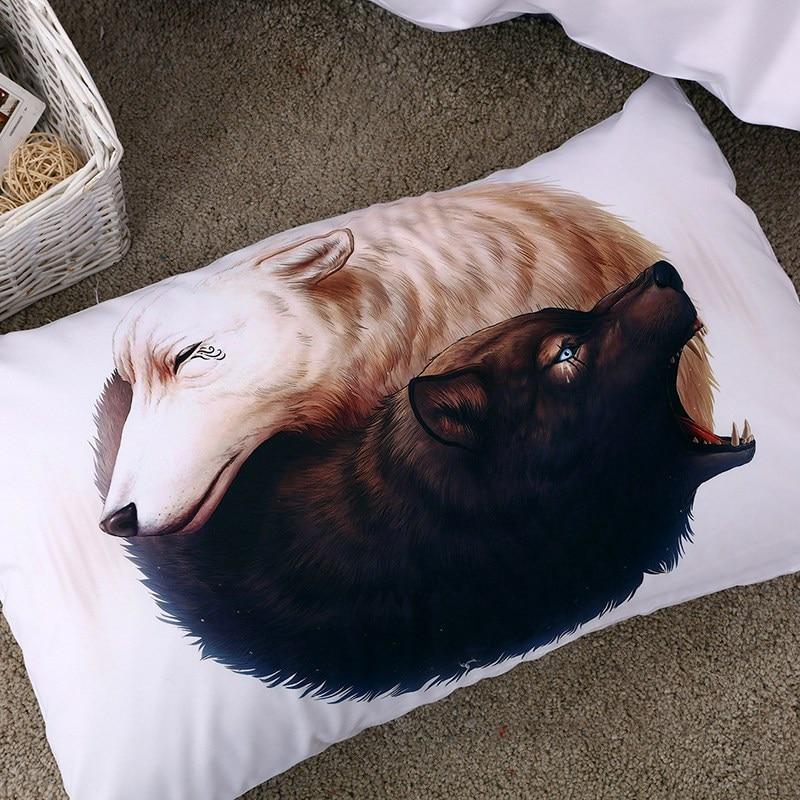 Black And White Wolves Native American Bedding Set LT10 - Wonder Print Shop