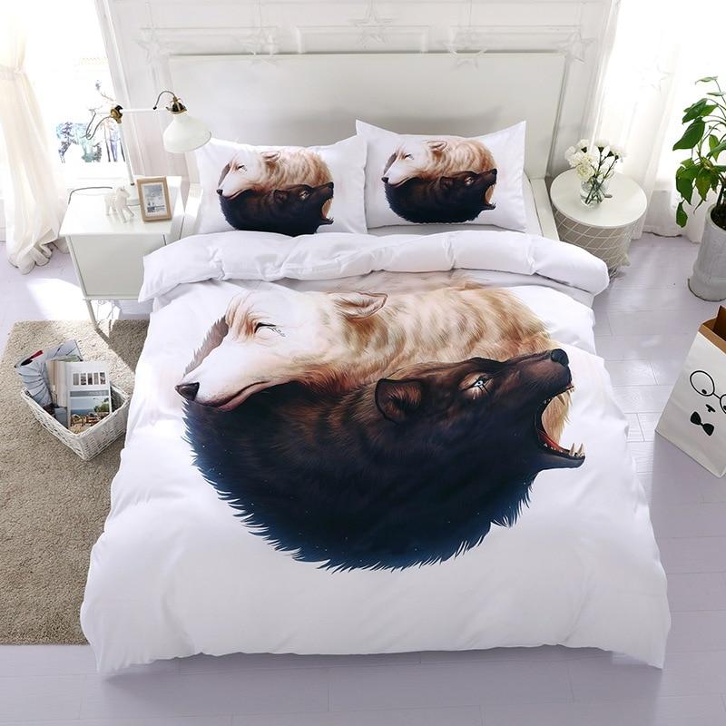 Black And White Wolves Native American Bedding Set LT10 - Wonder Print Shop