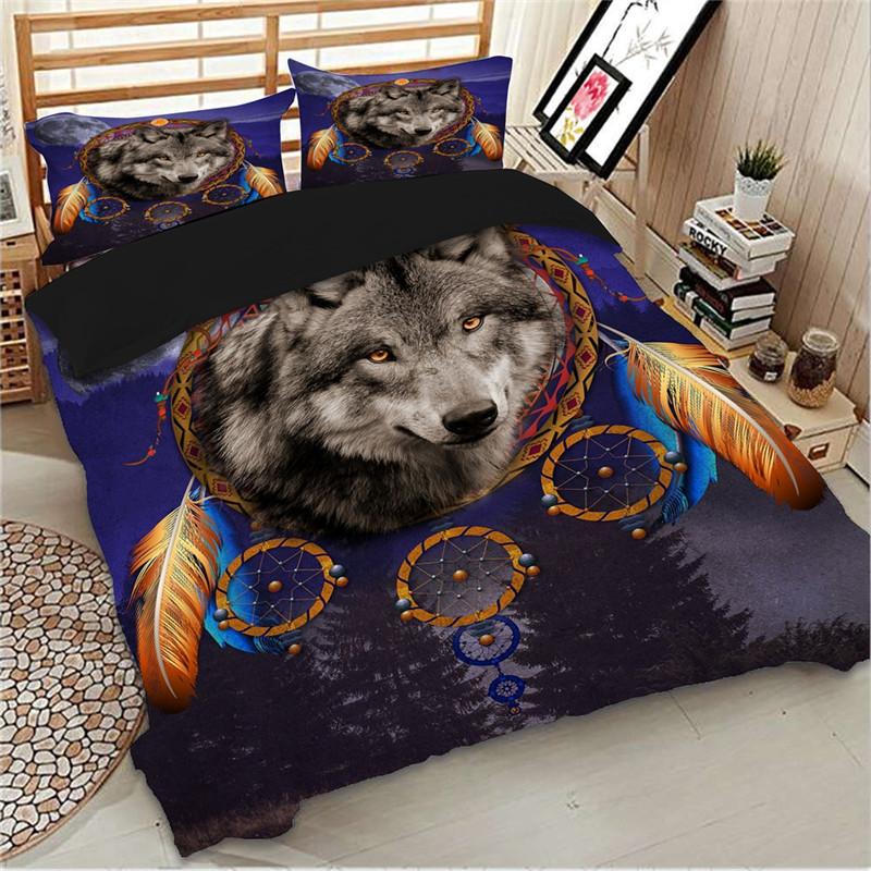 3D Wolf Dreamcatchers Native American Bedding Set LT10 - Wonder Print Shop
