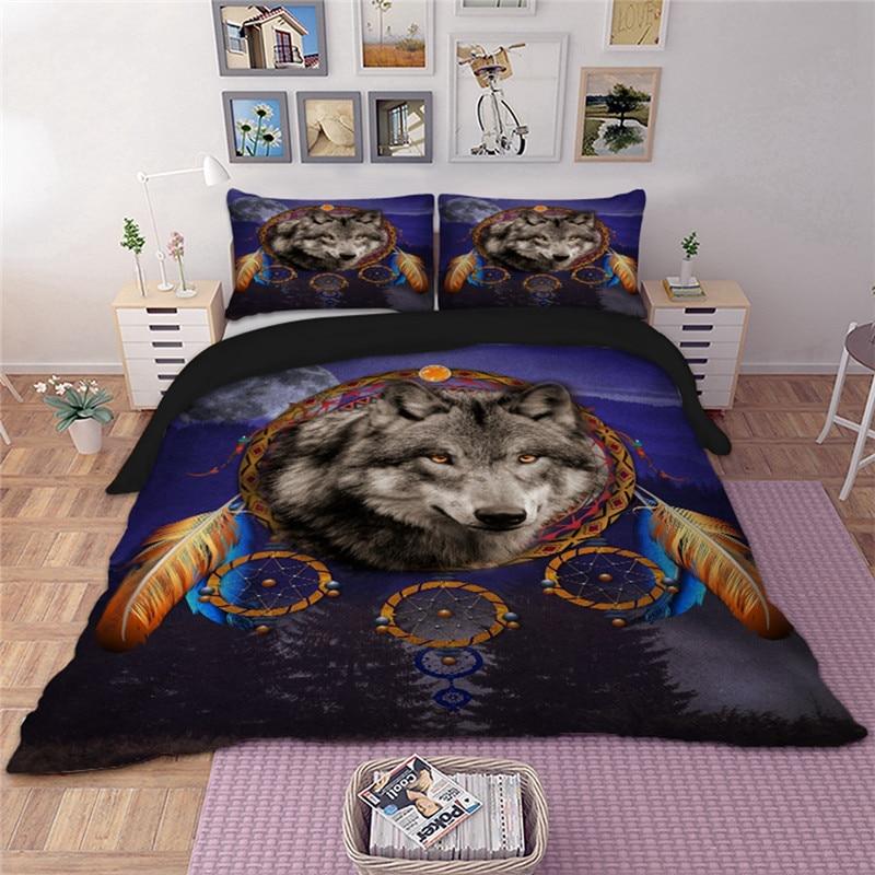 3D Wolf Dreamcatchers Native American Bedding Set LT10 - Wonder Print Shop