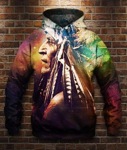 Native American Galaxy Chief Painting All Over Hoodie LT10 - Wonder Print Shop