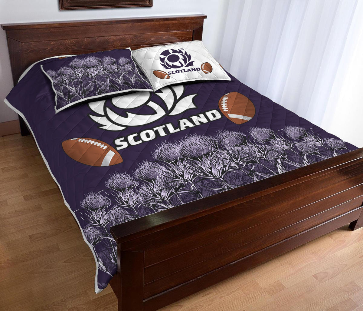 Scotland Rugby Union Quilt Bed Set Thistle Flower Purple Original LT20 - Wonder Print Shop