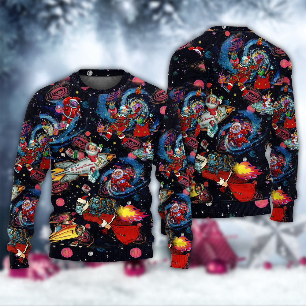Chrismas Santa In The Space Ugly Christmas Sweater - Wonder Print Shop