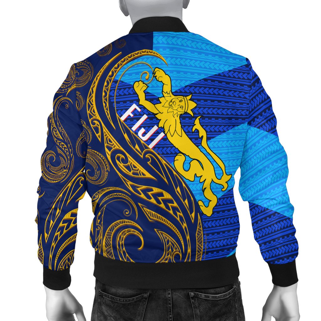 Fiji Bomber Jacket - Flag's Color With Gold Polynesian Pattern LT20 - Wonder Print Shop