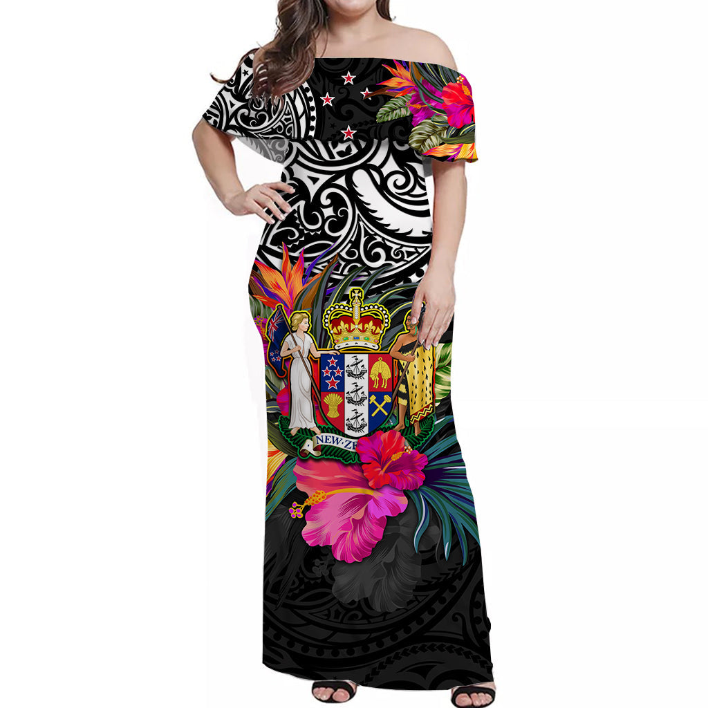 new-zealand-off-shoulder-long-dress-alluring-polynesia-and-tropical-flowers