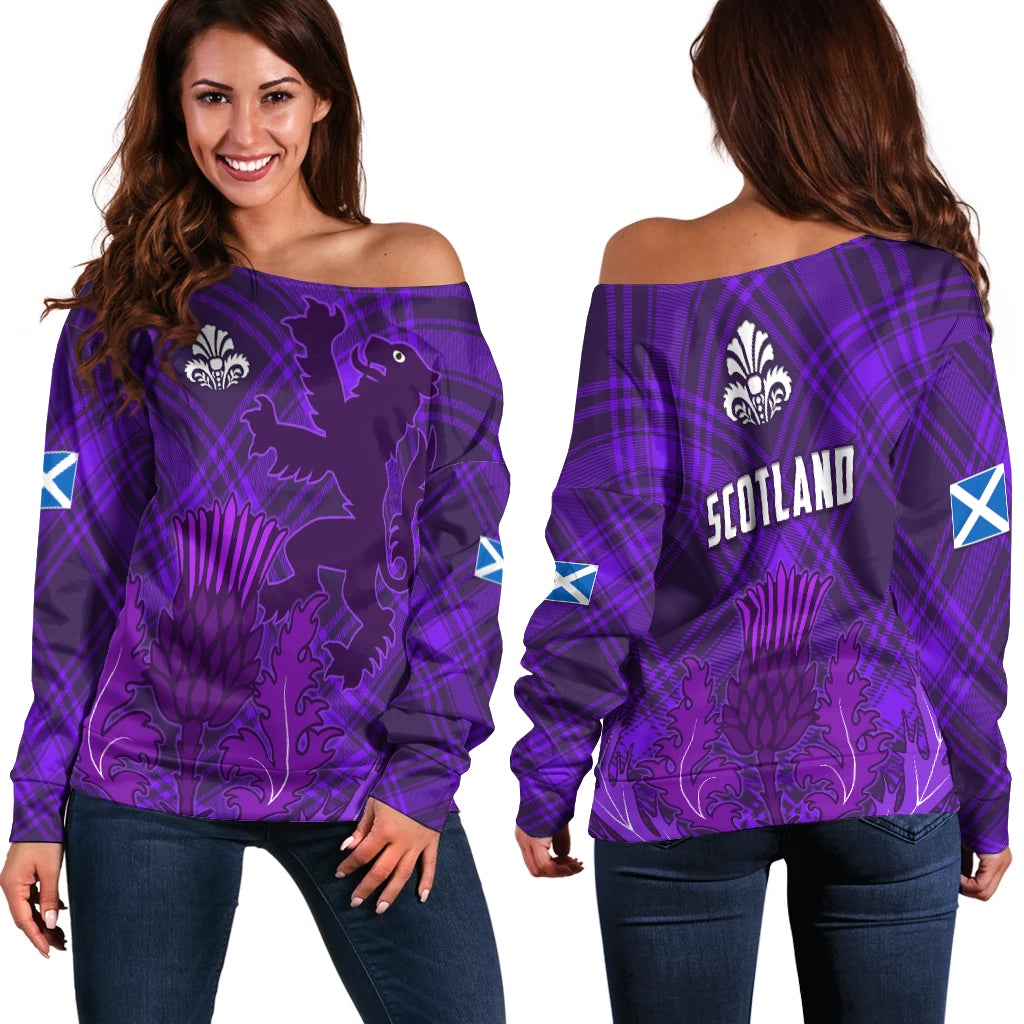 Scotland Off Shoulder Sweater Thistle Scottish Be Unique LT13 - Wonder Print Shop