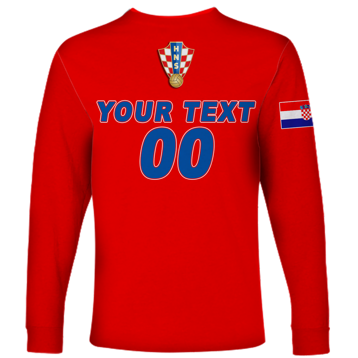 (Custom Personalised) Croatia Football 2022 Checkerboard Long Sleeve Shirt - LT12 - Wonder Print Shop