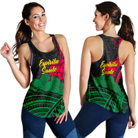 Vanuatu Espiritu Santo Women Tank Top Kava With Hibiscus LT12 - Wonder Print Shop