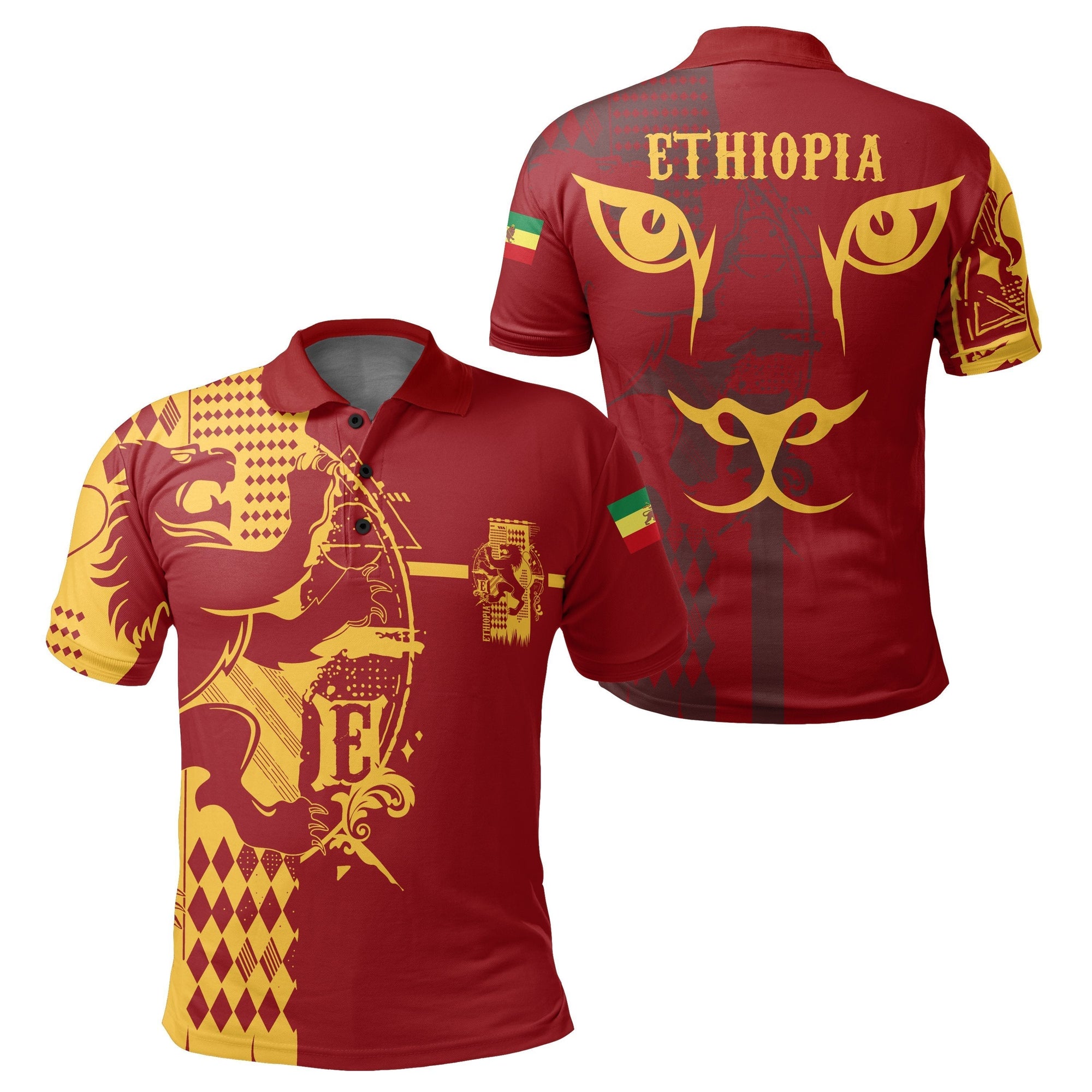 african-shirt-ethiopia-king-of-lion-polo-shirt-red