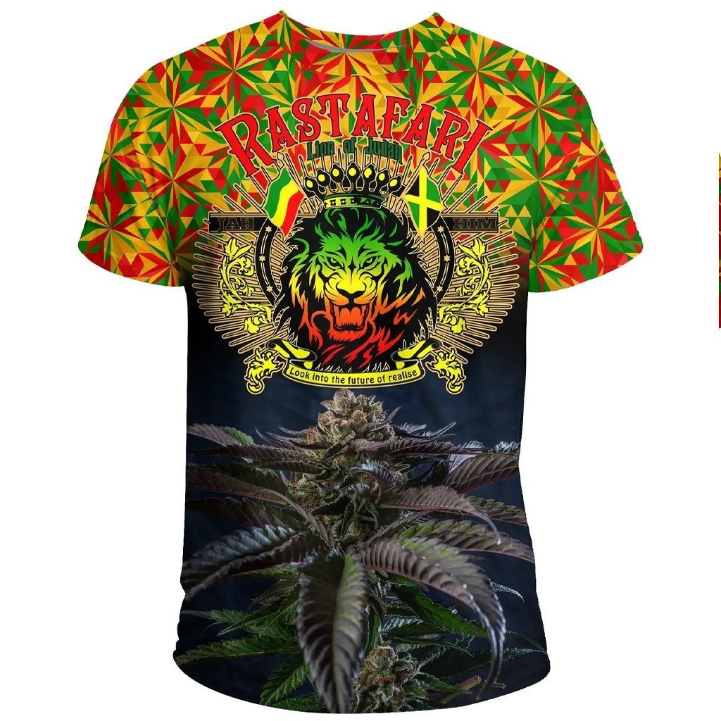 Rastafari Ethiopia Jamaica With Canabis T Shirt LT13 - Wonder Print Shop