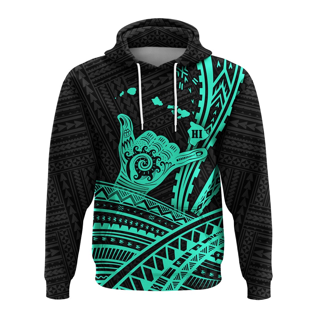 Hawaii Shaka Polynesian Tribal Turquoise Hoodie LT12 - Wonder Print Shop