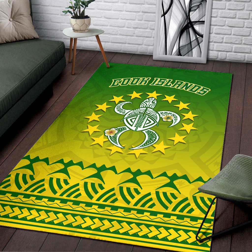 Cook Islands Turtle With Tribal Area Rug LT12 - Wonder Print Shop
