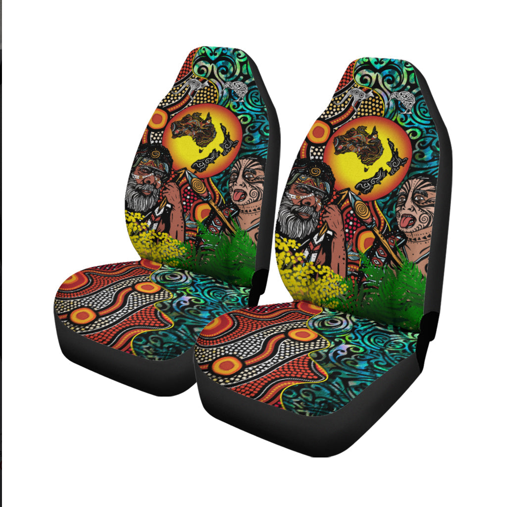 Australia Aboriginal Kangaroo Combine New Zealand Maori Kiwi Bird Car Seat Covers - LT2 - Wonder Print Shop