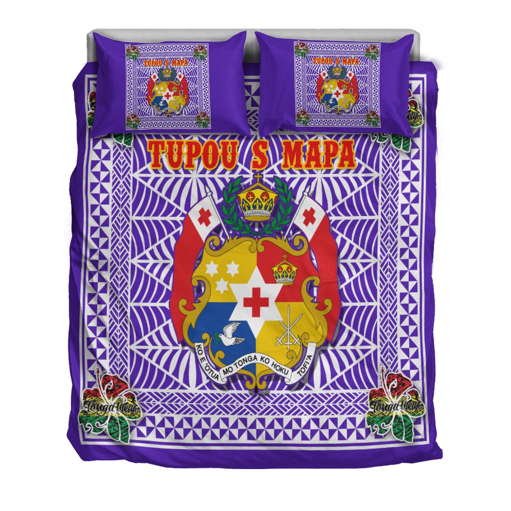 (Tupou S Mapa) Tonga Pattern with Coat of Arms Bedding Set LT4 - Wonder Print Shop