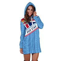 Fiji Day Hoodie Dress - Tapa Pattern With Flag LT12 - Wonder Print Shop