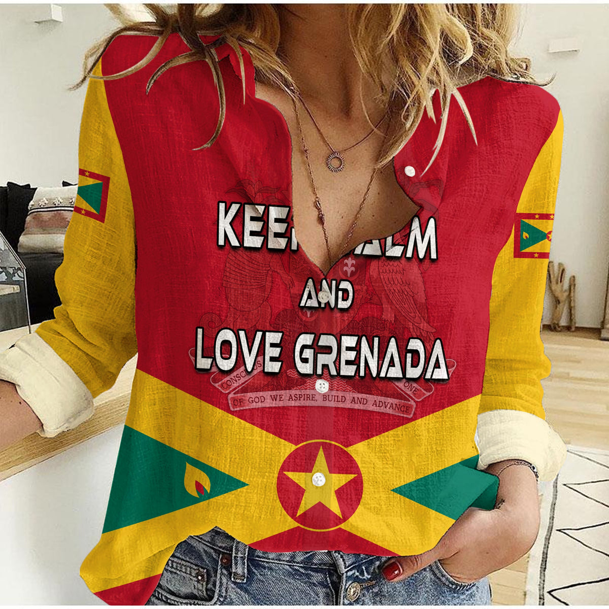 Grenada Women Casual Shirt Keep Calm and Love Grenada LT13 - Wonder Print Shop