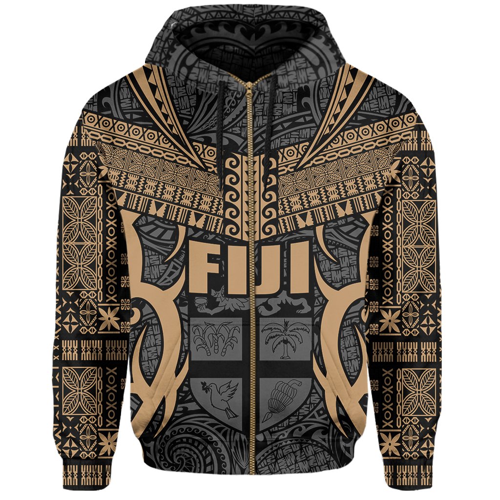 Fiji Hoodie Special Fiji Zip Hoodie Black Gold - Wonder Print Shop