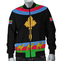 Eritrea Bomber Jacket Cross Flag Camel Black LT13 - Wonder Print Shop