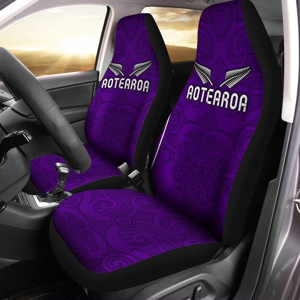 Maori 2021 Car Seat Covers - Purple Aotearoa Tattoo LT13 - Wonder Print Shop