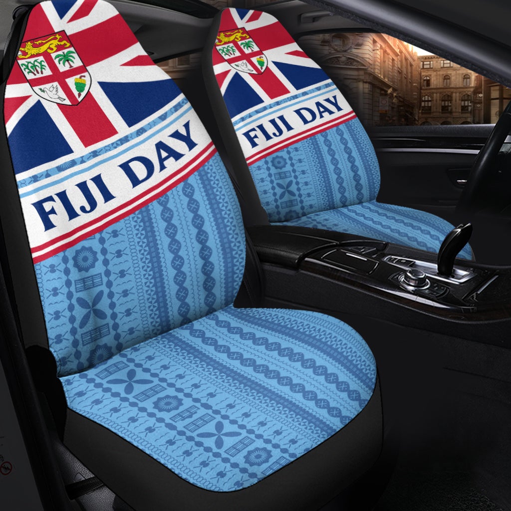 Fiji Day Car Seat Covers - Tapa Pattern With Flag LT12 - Wonder Print Shop
