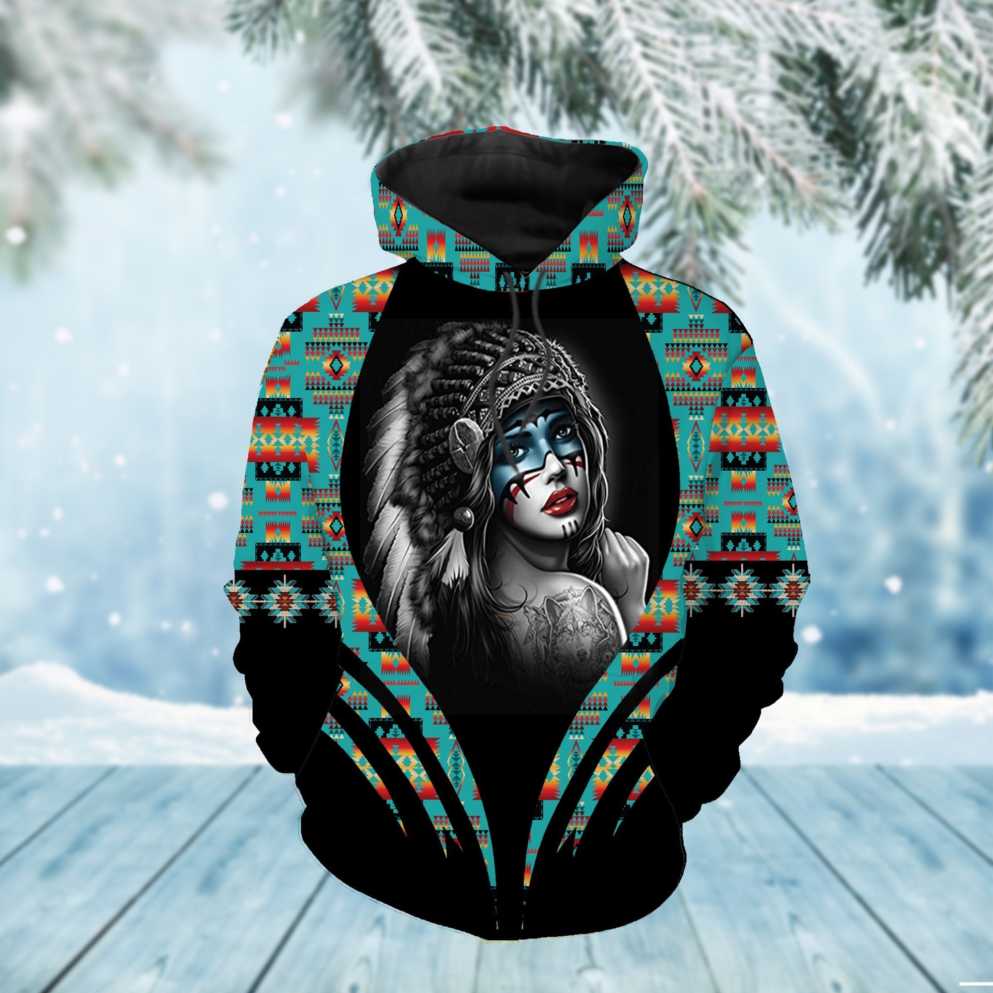 Girl Native Tribes Pattern Native American Hoodie LT10 - Wonder Print Shop