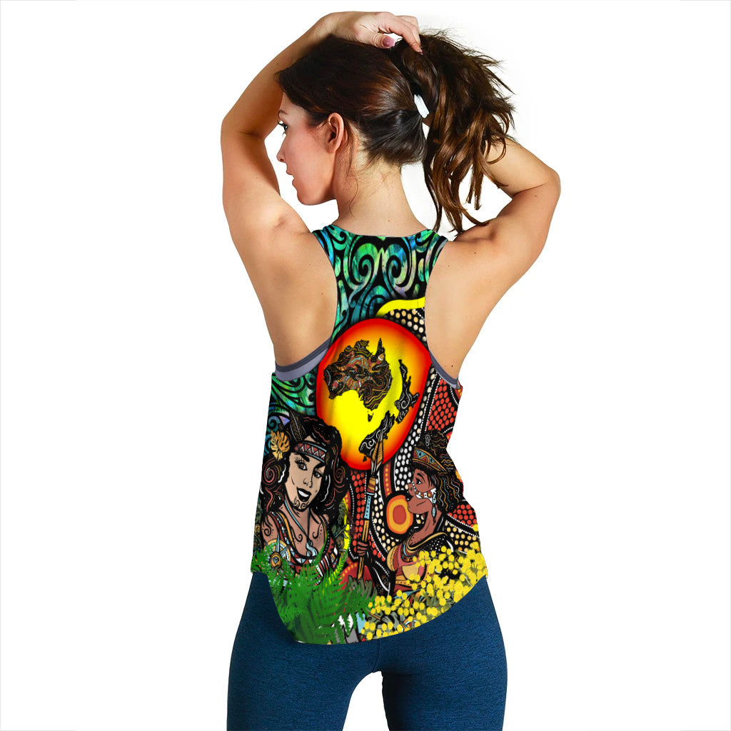 Australia Aboriginal Kangaroo Combine New Zealand Maori Kiwi Bird Women Tank Top LT2 - Wonder Print Shop