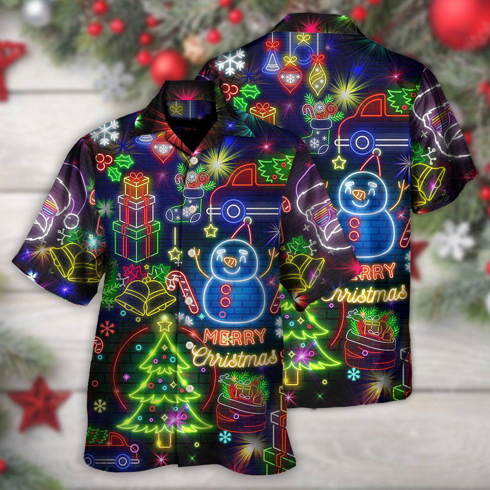 Christmas Bright Neon Lighting Hawaiian Shirt - Wonder Print Shop