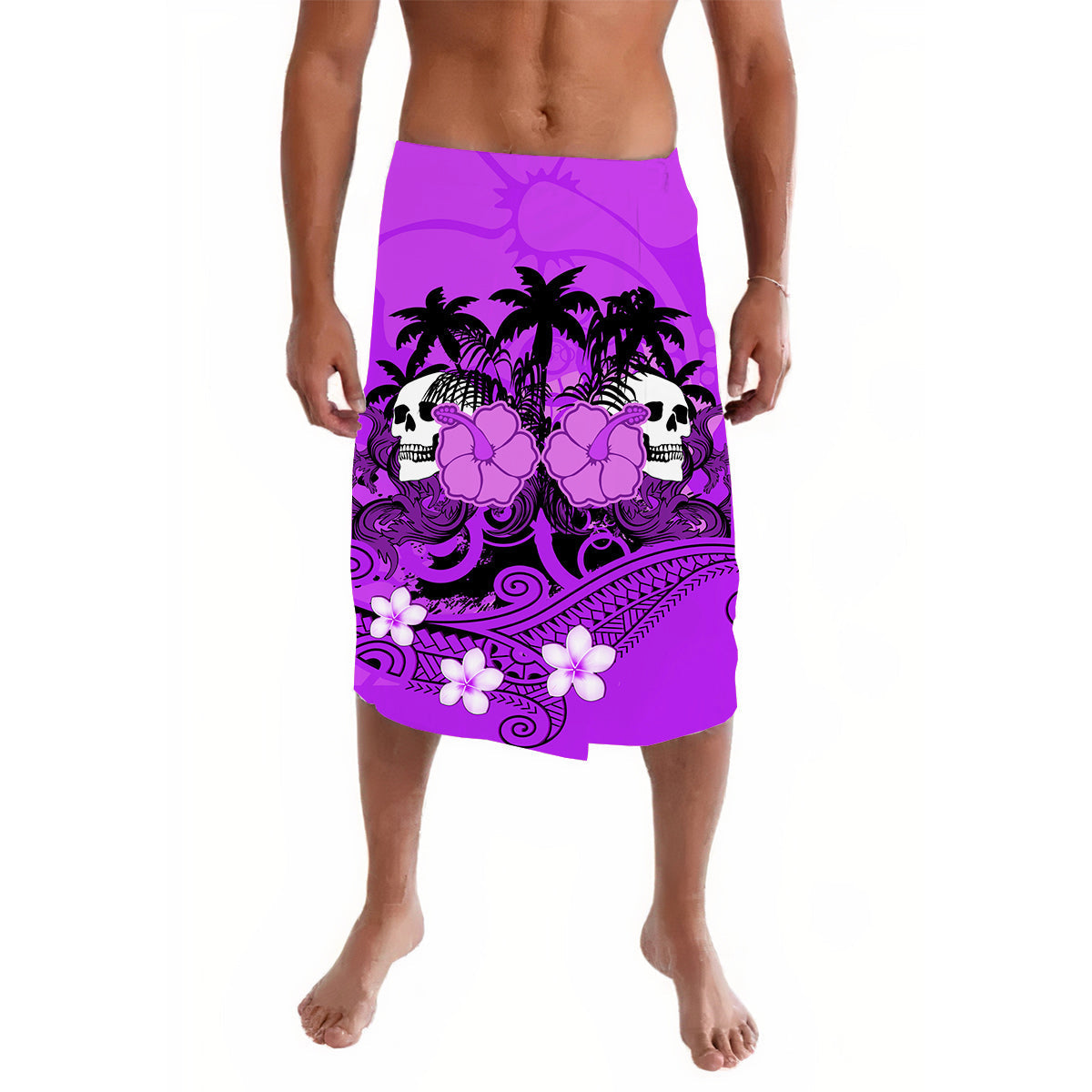Hawaii Skull Lavalava Mysterious Polynesia and Purple Flowers LT13 - Wonder Print Shop