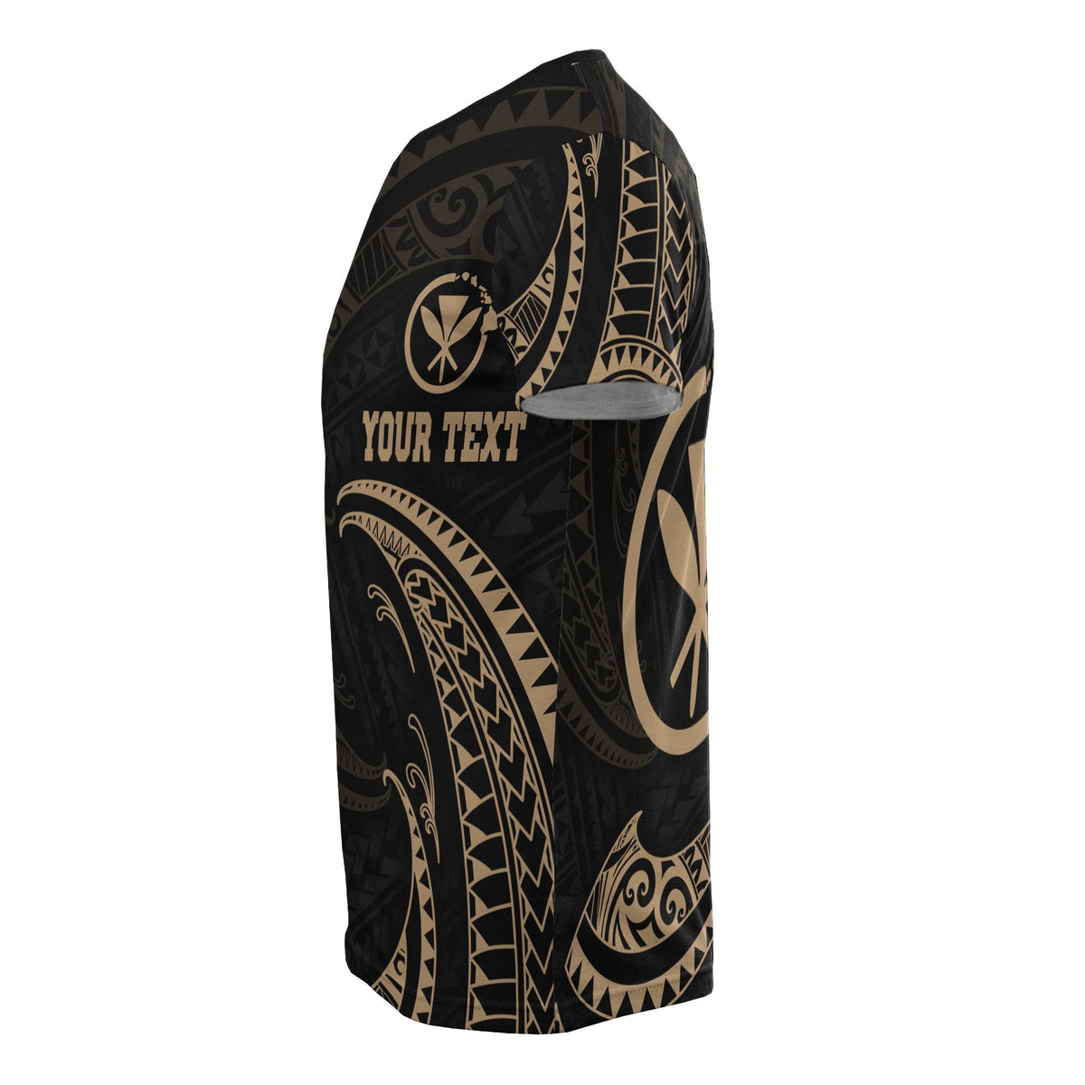 Custom Hawaii Polynesian T Shirt Gold Tribal Wave - Wonder Print Shop